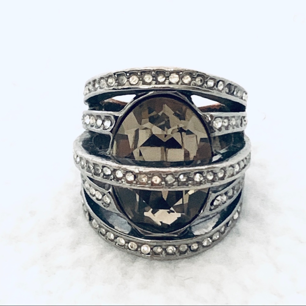 RING - ST. JOHN Gunmetal Swarovski Ring